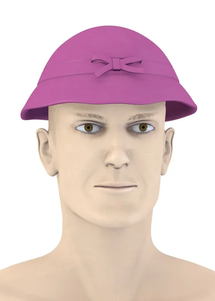 3D renderowania sztuczny charakter z kapeluszem — Zdjęcie stockowe