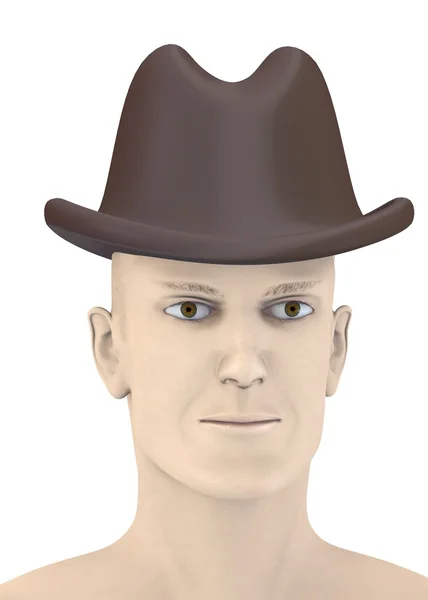 3d render dari karakter buatan dengan topi — Stok Foto