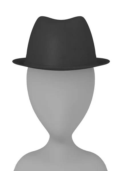 Çizgi film karakteri şapka ile 3D render — Stok fotoğraf