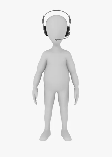 3d rendu de personnage de dessin animé avec écouteurs — Photo