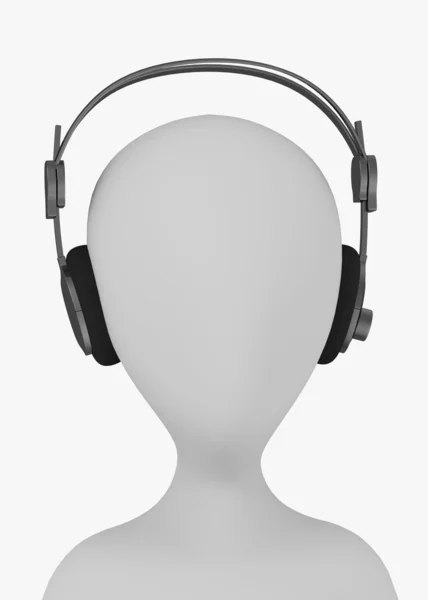 3d render of cartoon character with headphones — Stock Photo, Image