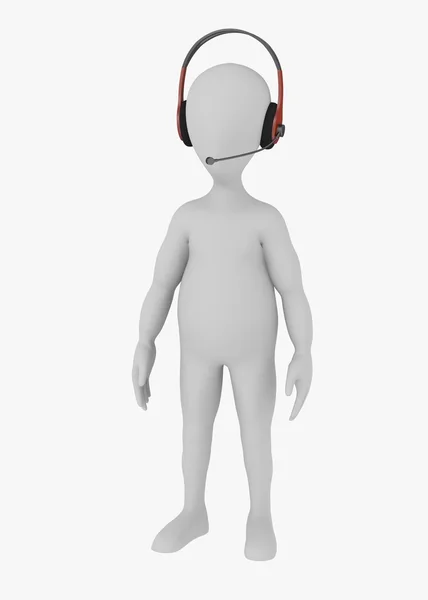 3D визуализация персонажа мультфильма с наушниками — стоковое фото