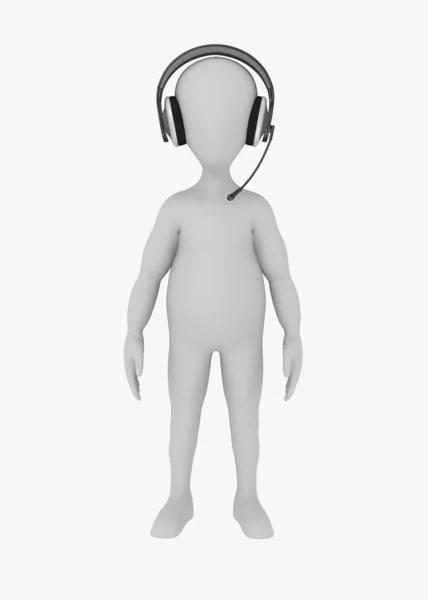 3d render of cartoon character with headphones — Stock Photo, Image