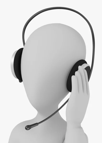 3D renderowania postać z kreskówek z słuchawki — Zdjęcie stockowe