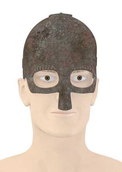 Renderização 3d de caráter artificial com capacete — Fotografia de Stock