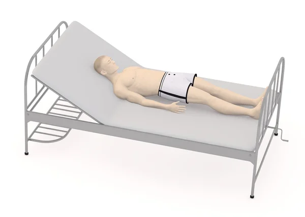 Hastane yatağında yapay karakterin 3D render — Stok fotoğraf