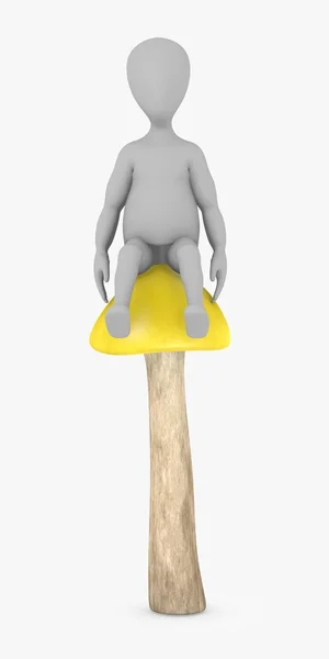 3d renderização de personagem de desenho animado com cogumelo — Fotografia de Stock