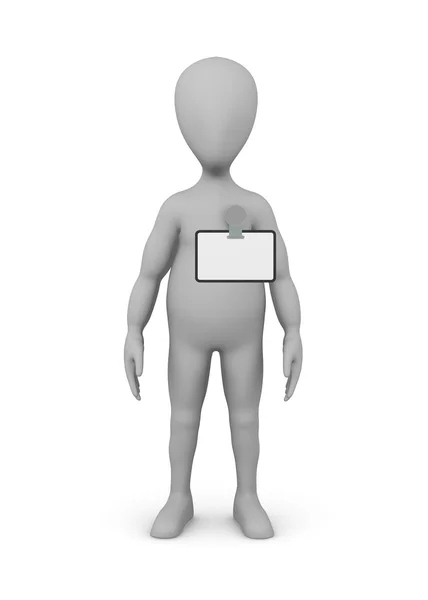 3d render of cartoon character with ID badge — Stock Photo, Image