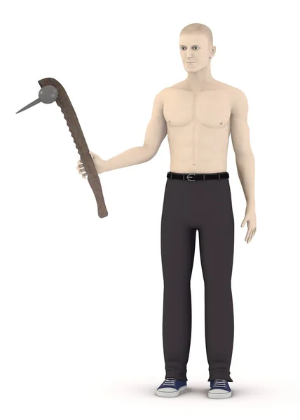 3d render of artificial character with indian weapon — Stock Photo, Image