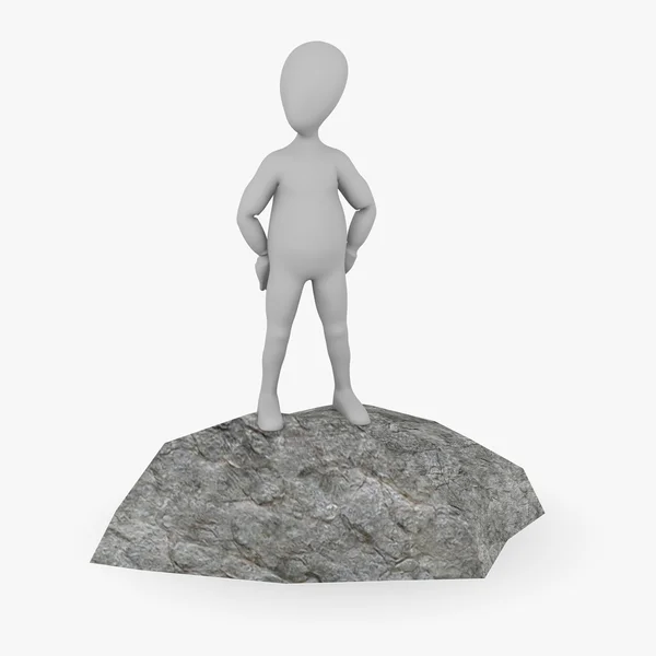 3d renderizado de personaje de dibujos animados con piedra — Foto de Stock