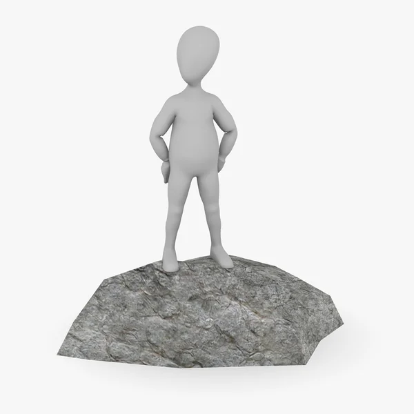 3d renderização de personagem de desenho animado com pedra — Fotografia de Stock