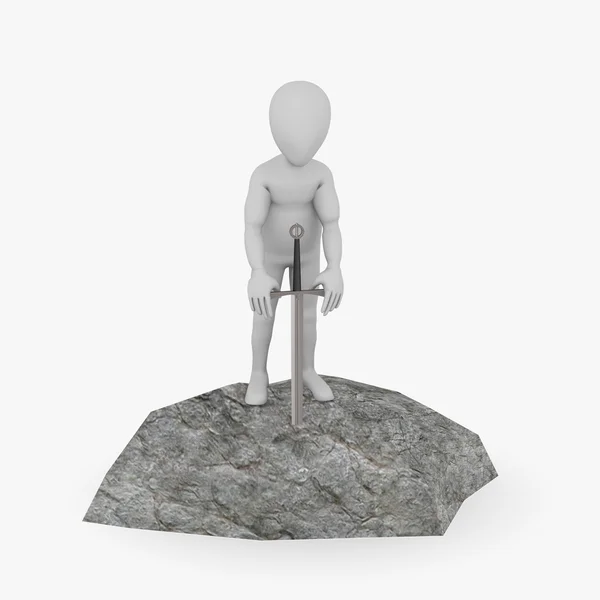 3d renderização de personagem de desenho animado com pedra — Fotografia de Stock