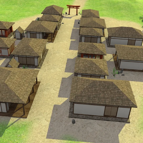 3D renderowania japońskiej wioski — Zdjęcie stockowe