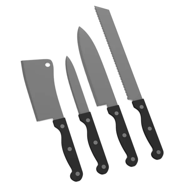 3d render of kitchen knives — Stock Photo, Image