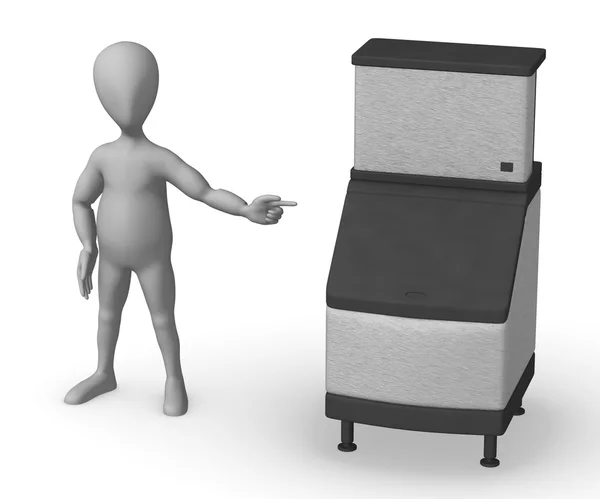 Renderização 3d de personagem de desenho animado com máquina de cozinha — Fotografia de Stock