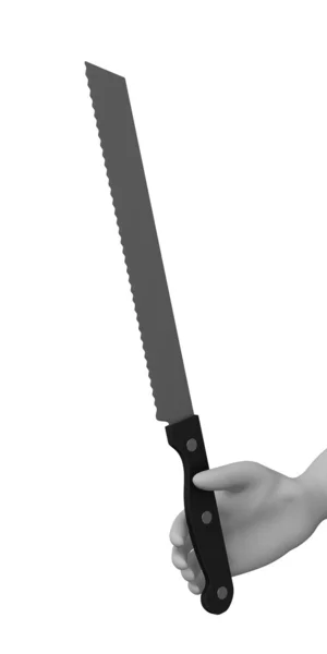 3D візуалізація мультиплікаційного персонажа з ножем — стокове фото