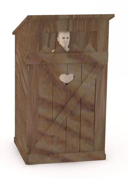 3d render of artificial character on latrine — Stock Photo, Image