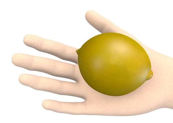 3D činí z ruky s citronem — Stock fotografie