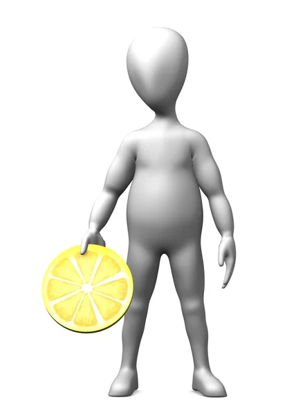 A citromos szelet rajzfilmfigura 3D render — Stock Fotó