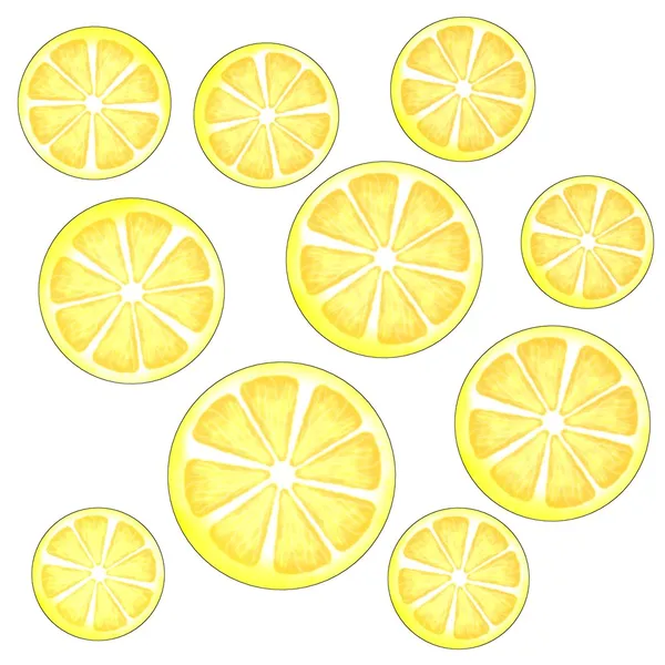 3D-Darstellung von Zitronenscheiben — Stockfoto