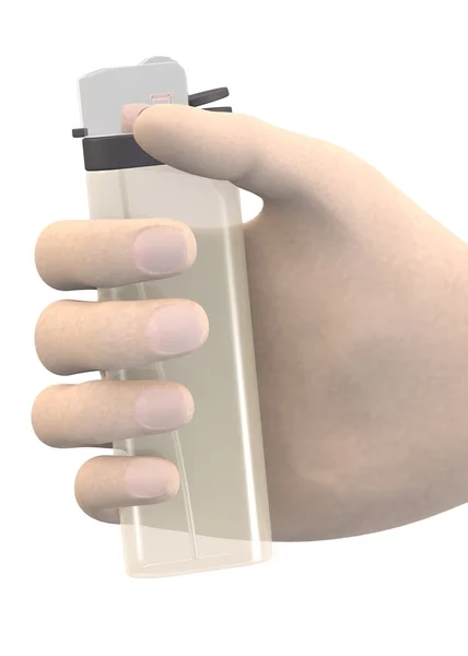 3d визуализация руки с помощью лигтера — стоковое фото