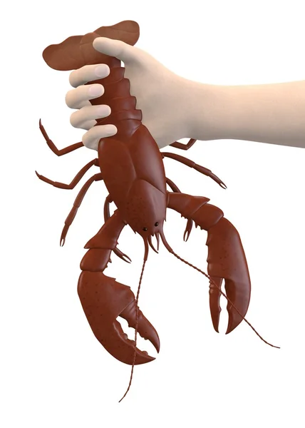 3D renderização da mão com lagosta — Fotografia de Stock