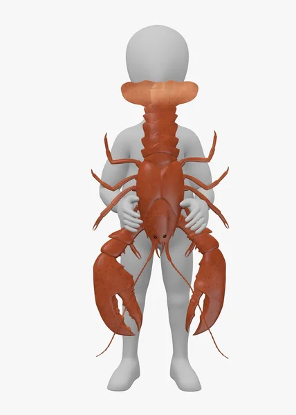 3d render of cartoon character with lobster — Stock Photo, Image