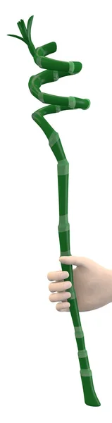 3d renderização da mão com bambu — Fotografia de Stock
