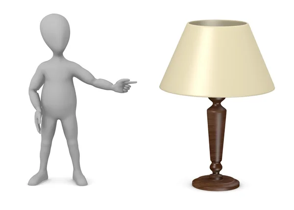 3d renderowanie postaci z kreskówki z lampą — Zdjęcie stockowe