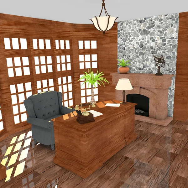 3d renderização de escritório de luxo — Fotografia de Stock