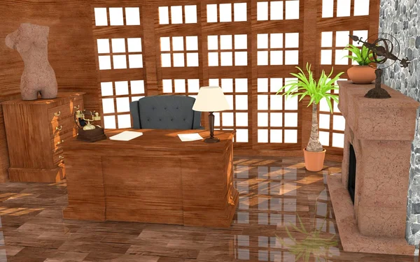 3D render lüks ofis — Stok fotoğraf