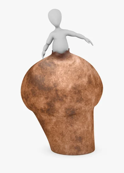3d renderização de personagem de desenho animado com cogumelo — Fotografia de Stock