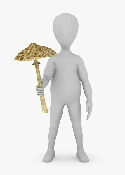 3d render of cartoon character with mushroom — Stock Photo, Image