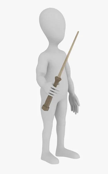 3d render of cartoon character with magic wand — Stock Photo, Image