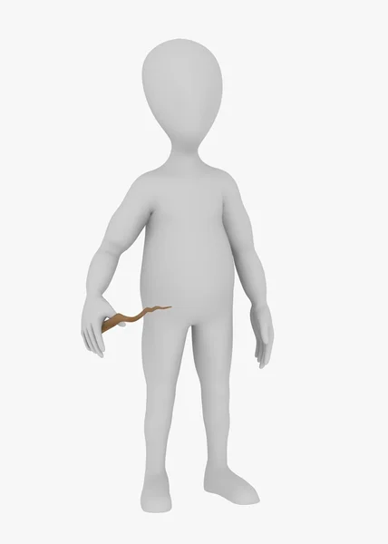 3D визуализация персонажа мультфильма с волшебной палочкой — стоковое фото