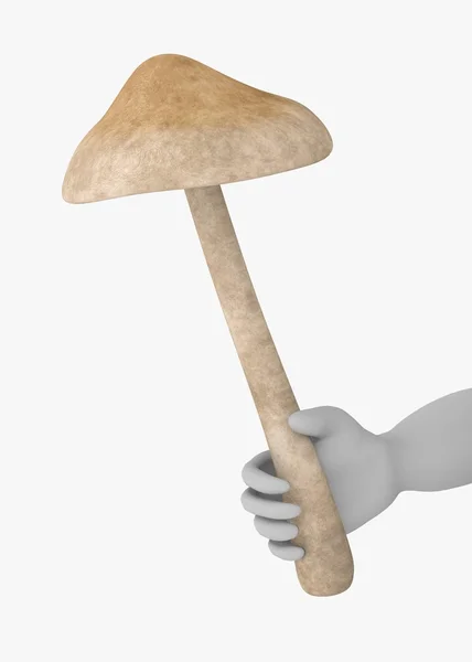 3D vykreslení kreslené postavičky s houbami — Stock fotografie