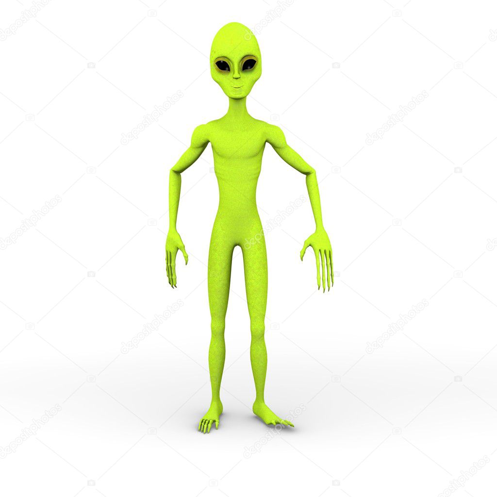 3d render of green alien