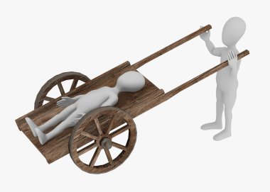 çizgi film karakteri Ortaçağ arabası ile 3D render