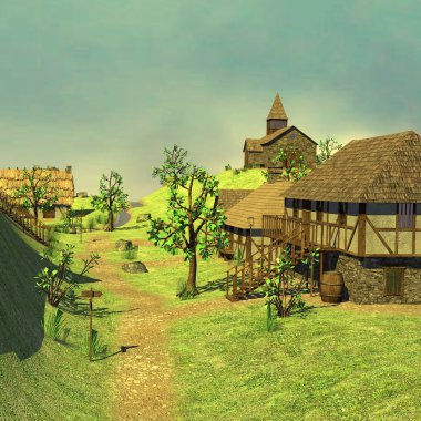Ortaçağ Şehir 3D render