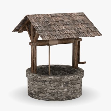 3d render of medieval well clipart