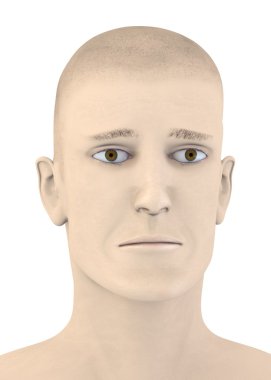 yapay erkek yüz - hüzünlü 3D render