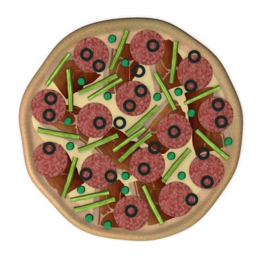 yapay pizza yemek 3D render