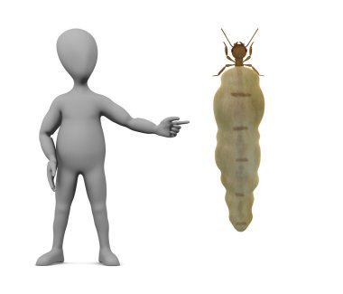 3D render termit ile çizgi film karakteri