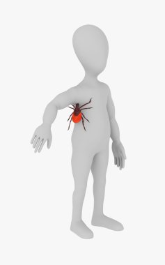 3d render of cartoon character with tick animal