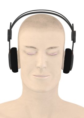3D render kulaklık ile yapay karakteri
