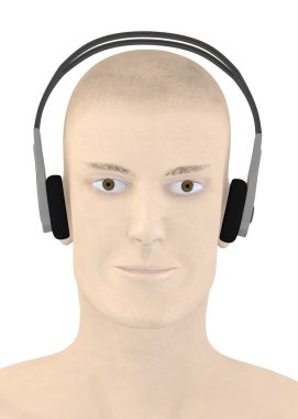 3D render kulaklık ile yapay karakteri