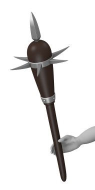 3d render of cartoon character with spiked club clipart