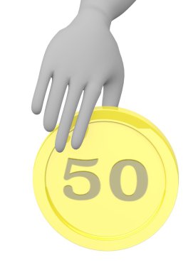 çizgi film karakteri bozuk para ile 3D render