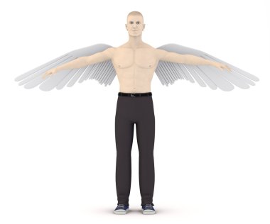 3d render of artifical character with wings - angel clipart