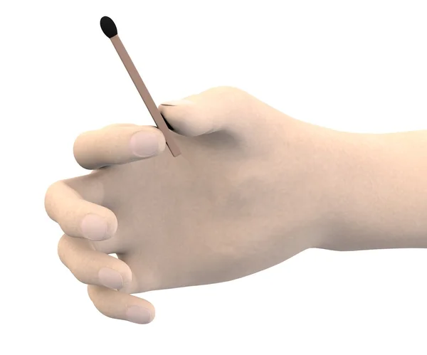 3D-Darstellung der Hand mit Streichholz — Stockfoto